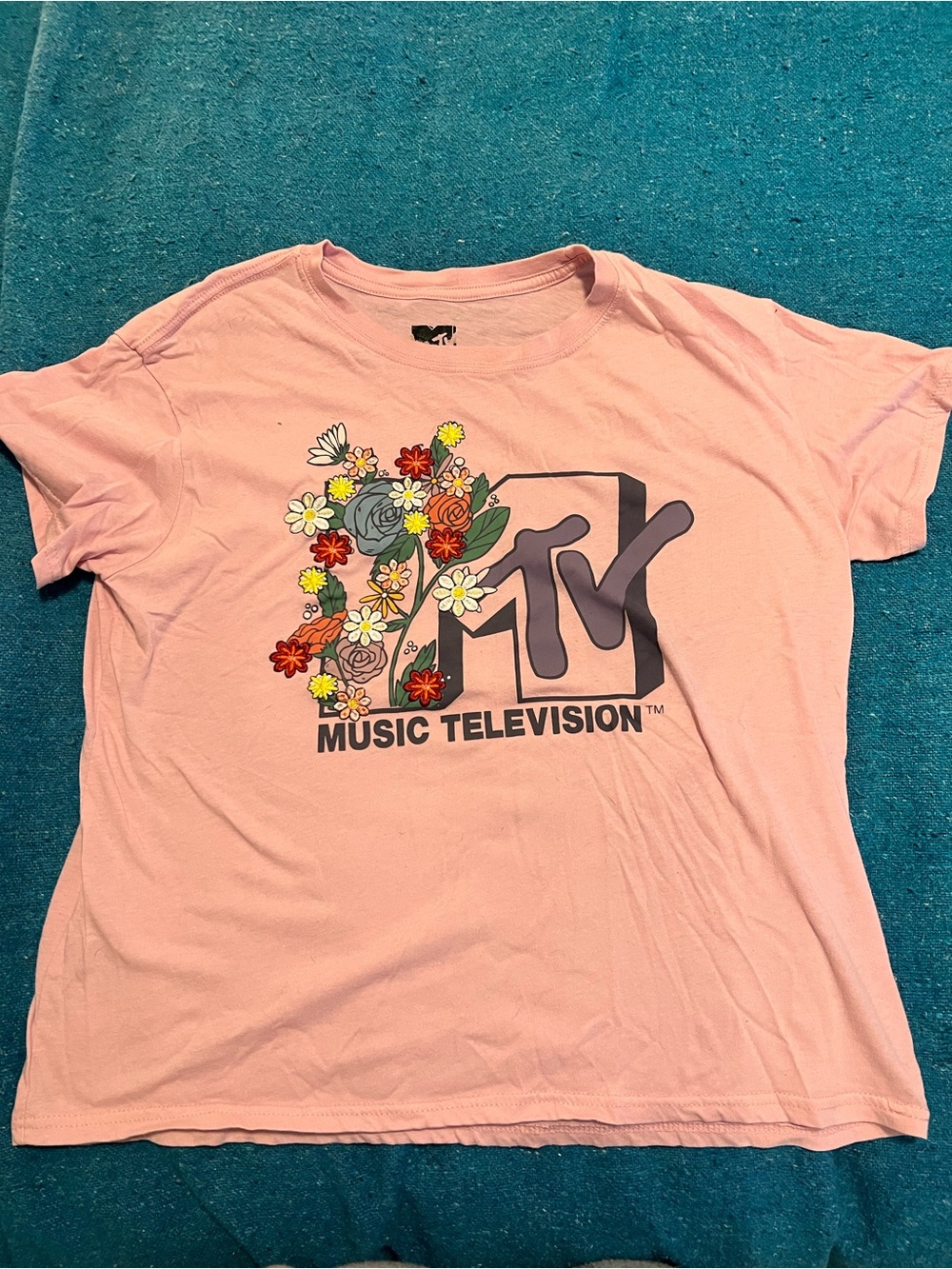 MTV Pink Floral Logo Graphic Tee